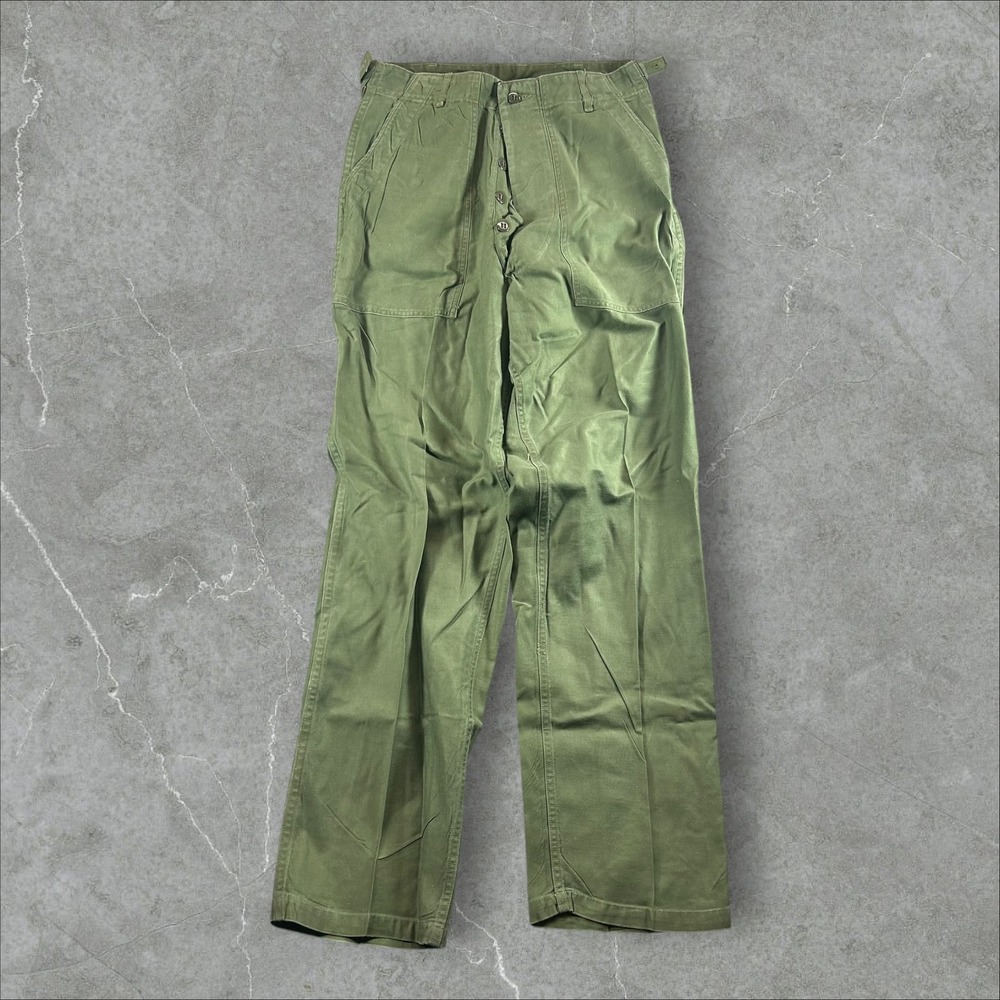 Vintage OG 107 Fatigue Pants Mens 31x31 Olive Green Military 60s Cotton Sateen